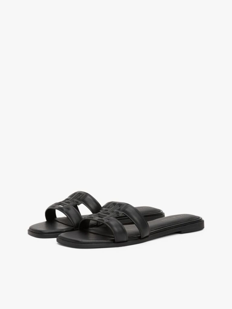Black Leather TH Monogram Mules  Women
