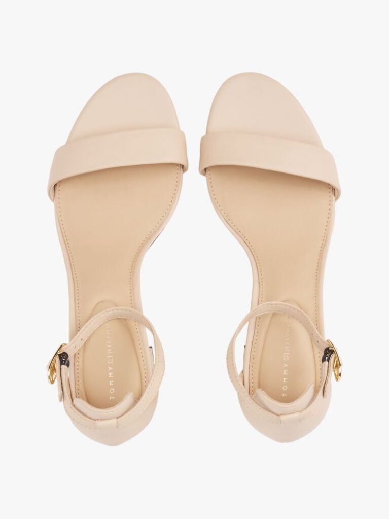 Pink TH Monogram Leather Block Heel Sandals  Women