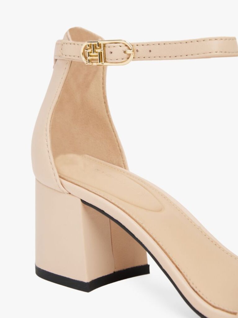 Pink TH Monogram Leather Block Heel Sandals  Women