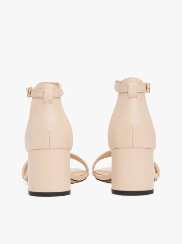 Pink TH Monogram Leather Block Heel Sandals  Women