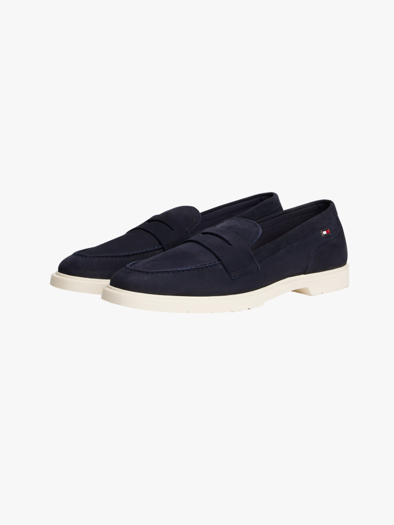 Blue Enamel Flag Leather Loafers  Women
