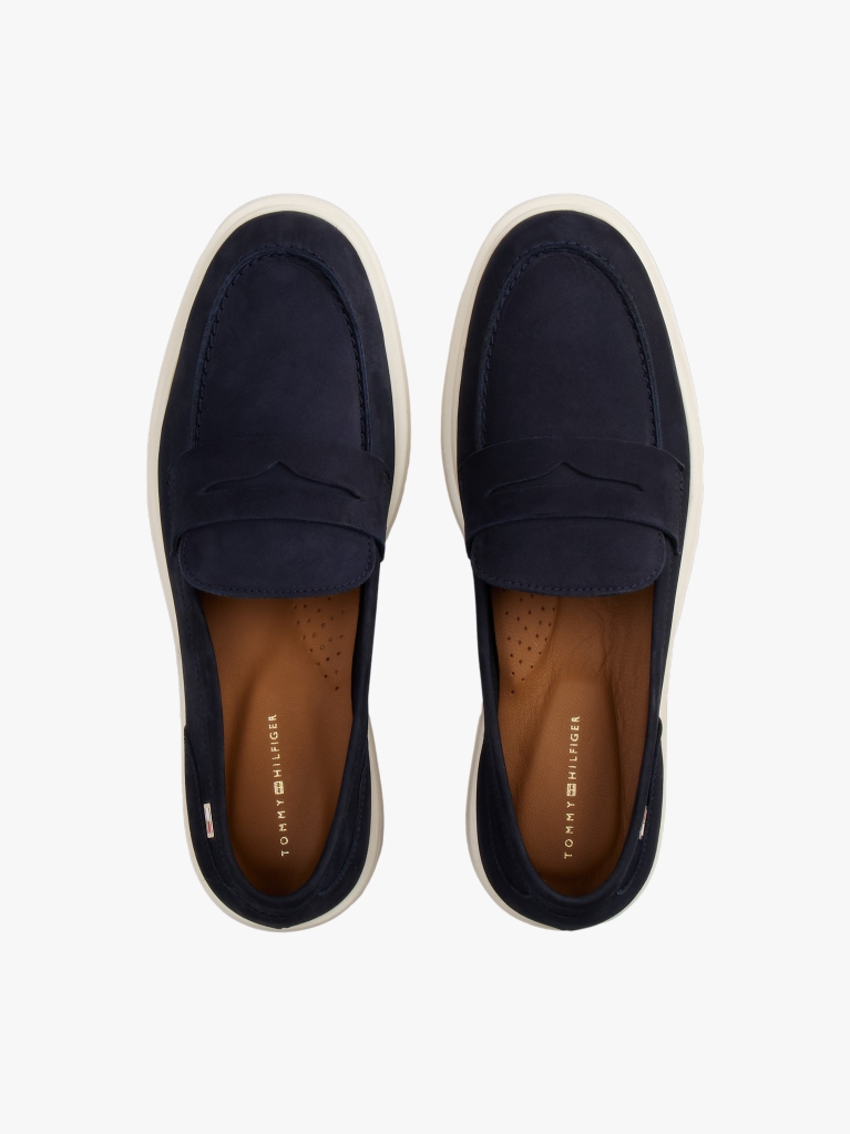 Blue Enamel Flag Leather Loafers  Women