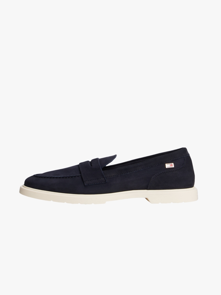 Blue Enamel Flag Leather Loafers  Women