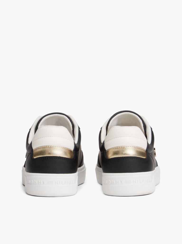 Black Leather Colour Pop Court Trainers  Women