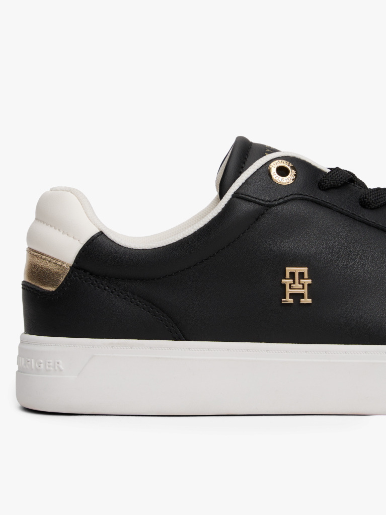 Black Leather Colour Pop Court Trainers  Women