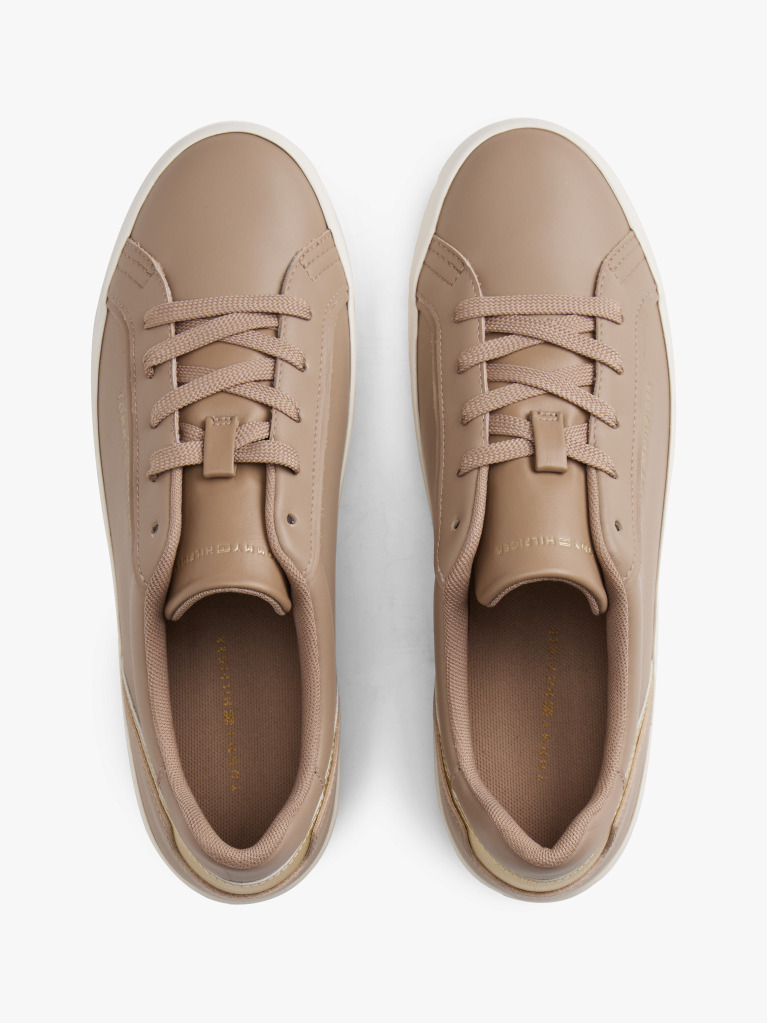 Μπεζ Δερμάτινα Sneakers Με Chunky Σόλα  Γυναίκες