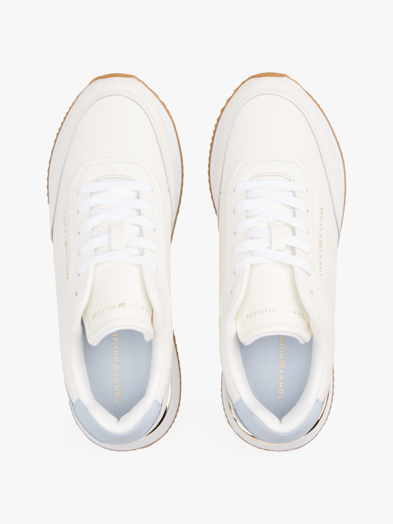 Multi Leather Gold-Tone Trim Fine Cleat Trainers  Women