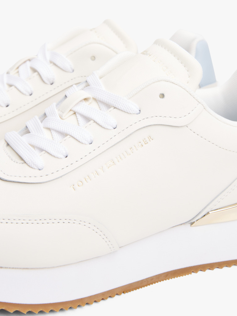 Multi Leather Gold-Tone Trim Fine Cleat Trainers  Women