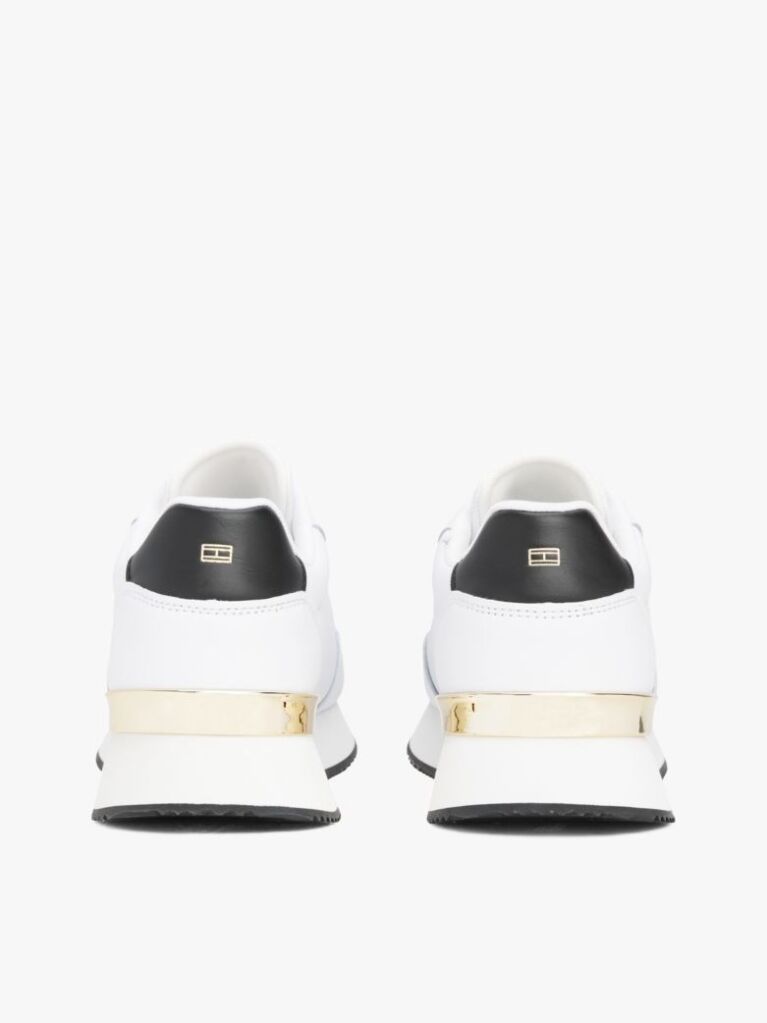 White Leather Gold-Tone Trim Fine Cleat Trainers  Women