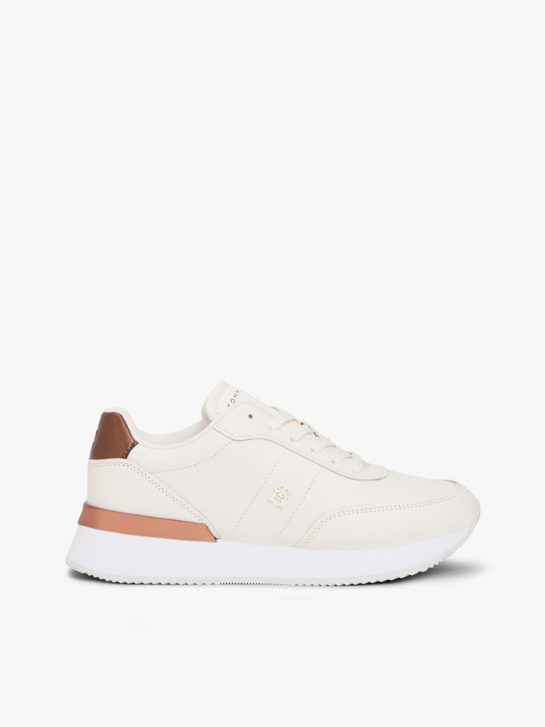 Άσπρο Δερμάτινα Sneakers Με Χρυσές Λεπτομέρειες  Γυναίκες
