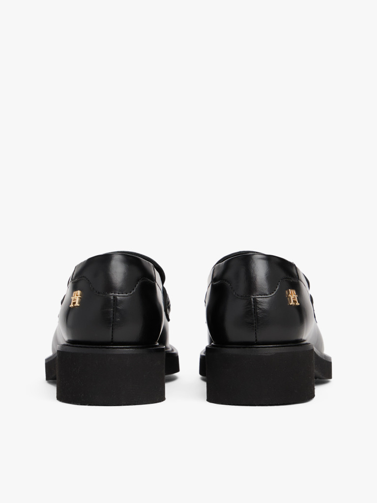 Black Lightweight Leather Tassel Loafers  Women