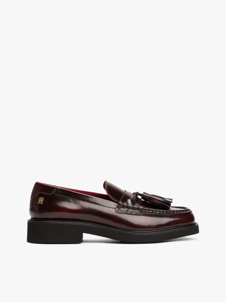 Red Lightweight Leather Tassel Loafers  Women