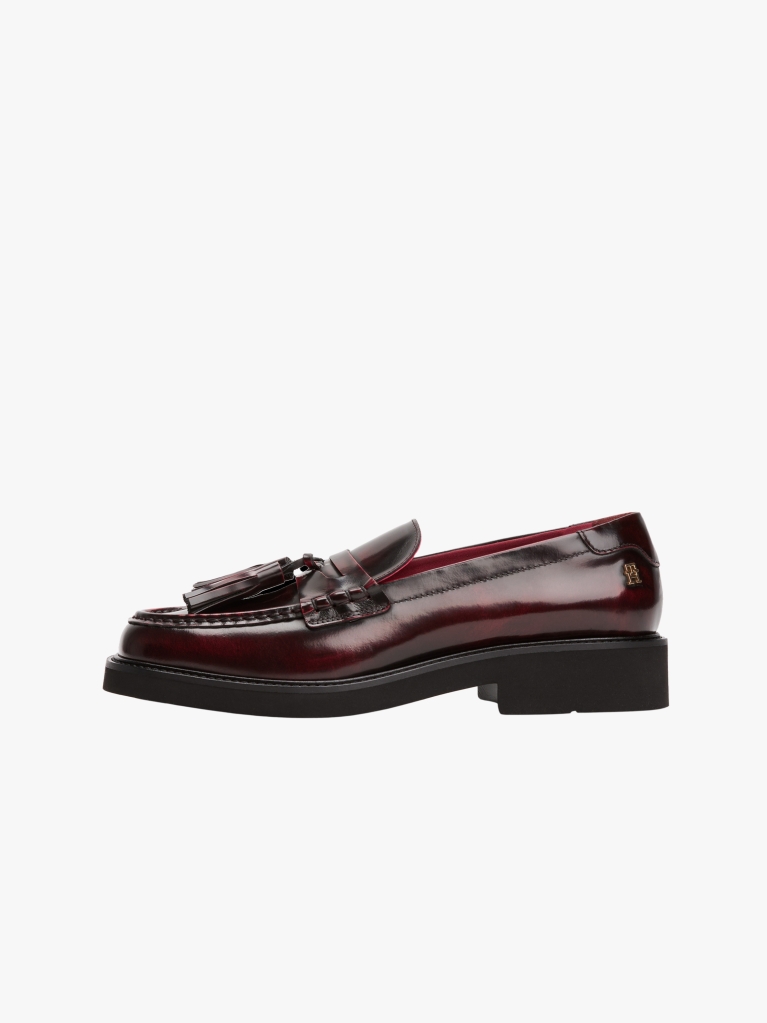 Red Lightweight Leather Tassel Loafers  Women