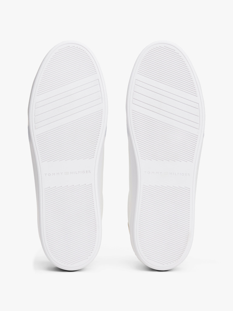 Άσπρο Δερμάτινα Sneakers Σε Στιλ Πλατφόρμας Με Μεταλιζέ Λεπτομέρεια  Γυναίκες
