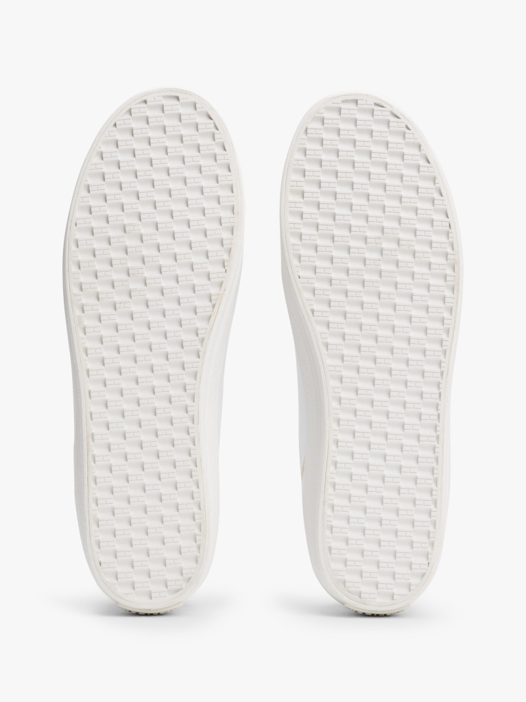 White Leather Metallic Embossed Trainers  Women