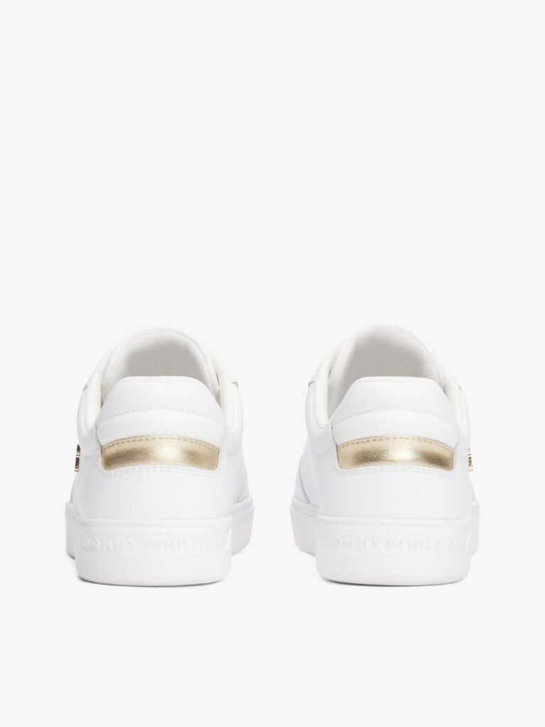 White Leather TH Monogram Court Trainers  Women