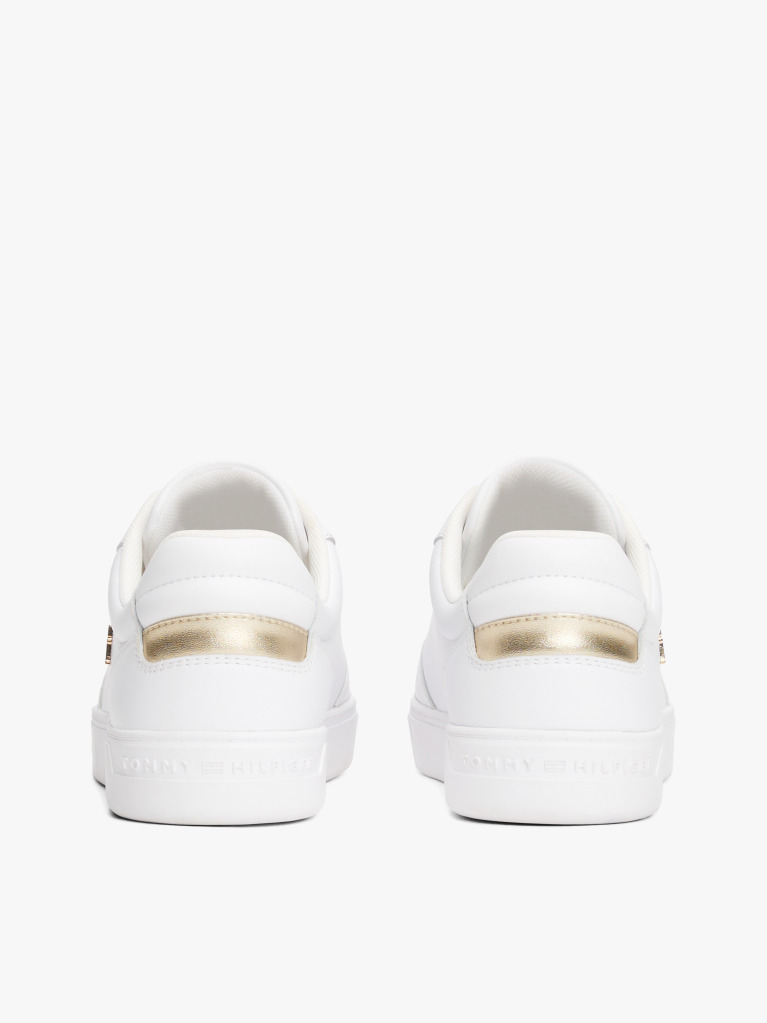 White Leather TH Monogram Court Trainers  Women