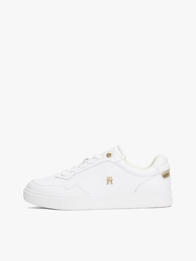 White Leather TH Monogram Court Trainers  Women