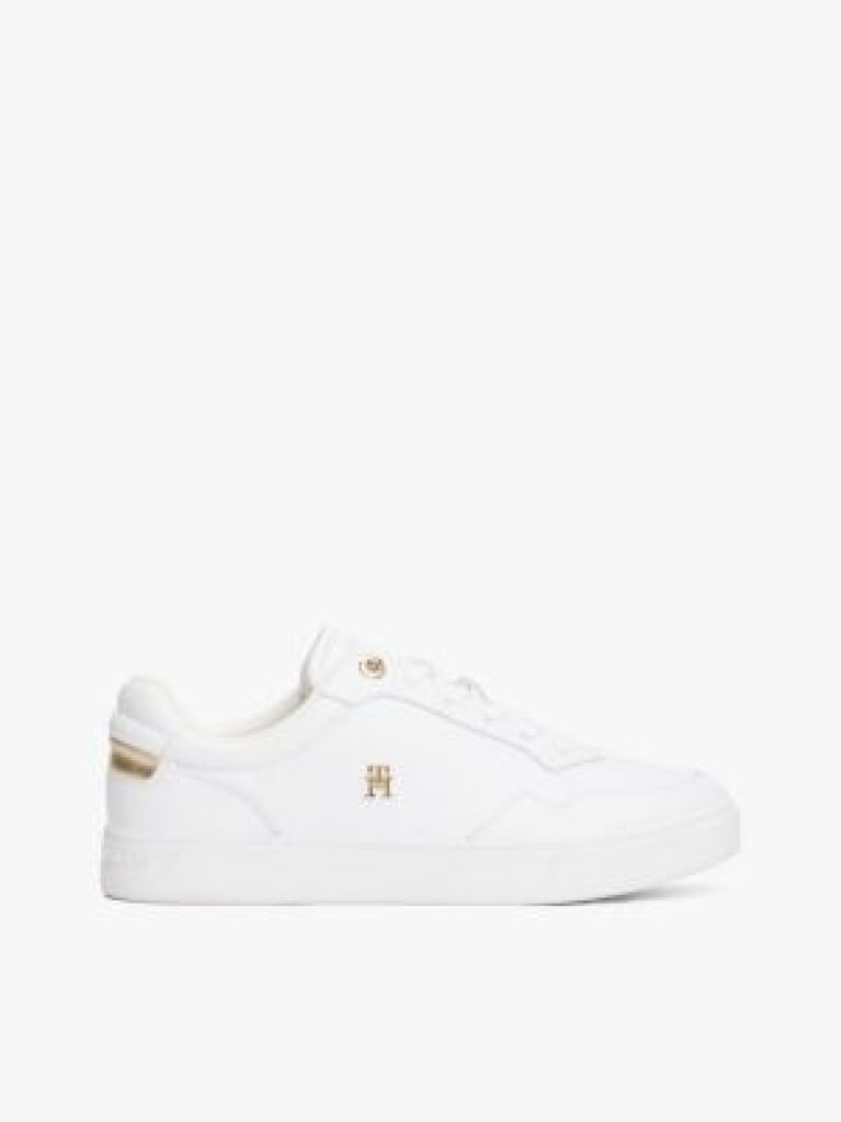 White Leather TH Monogram Court Trainers  Women