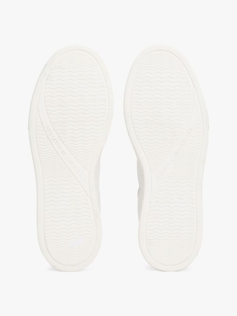 White Leather Platform Court Trainers  Women