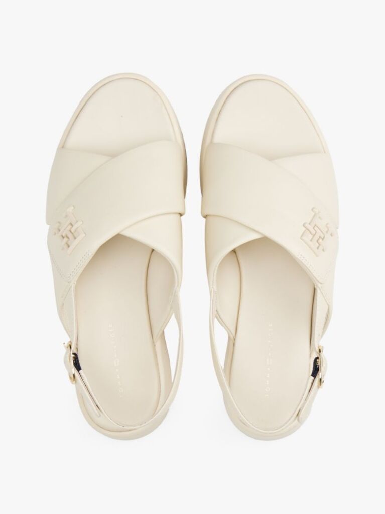 Beige TH Monogram Leather Platform Sandals  Women
