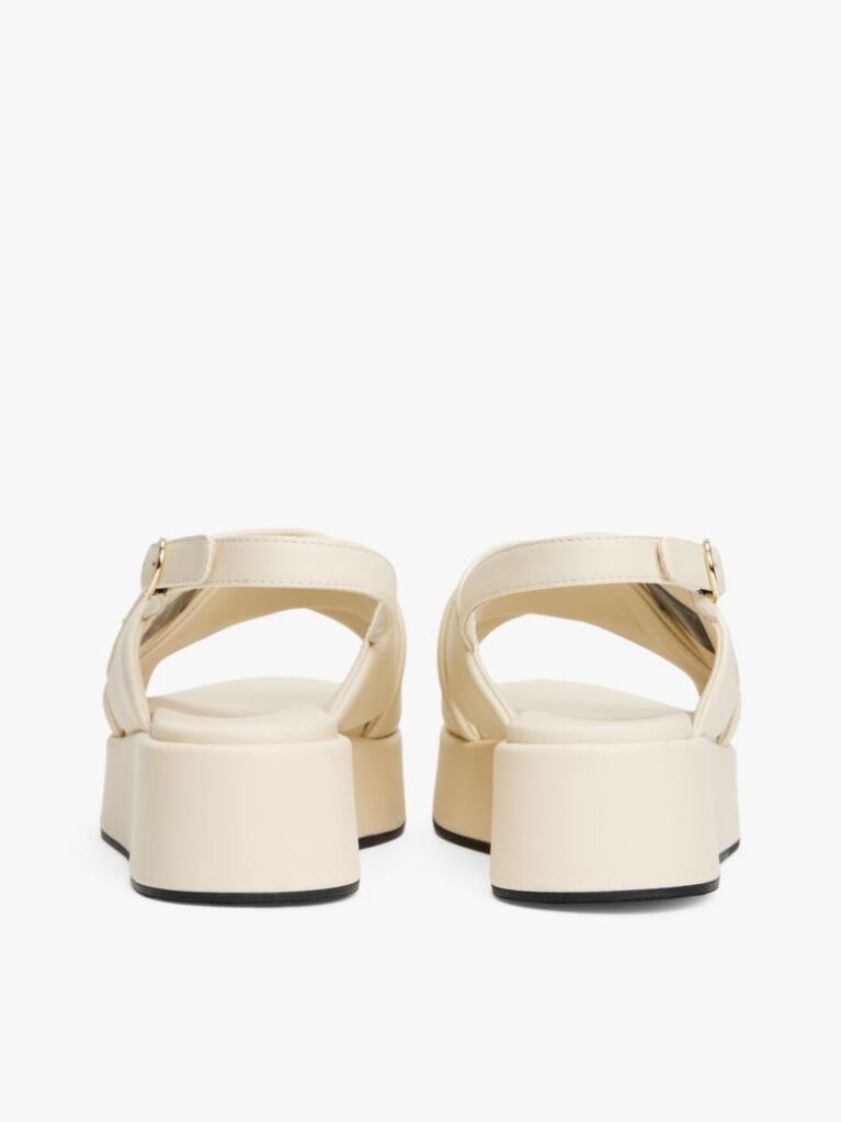Beige TH Monogram Leather Platform Sandals  Women