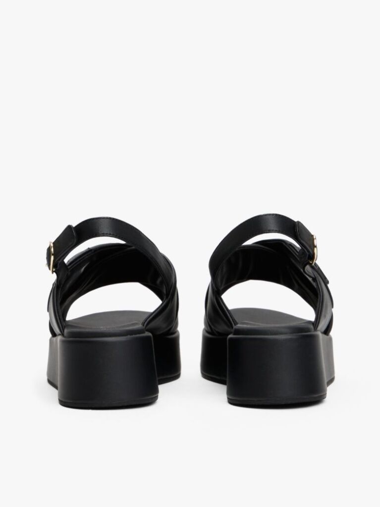 Black TH Monogram Leather Platform Sandals  Women