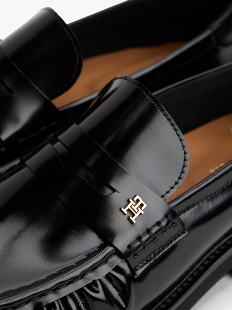Μαύρο Δερμάτινα Loafers Με Τετράγωνη Μύτη  Γυναίκες