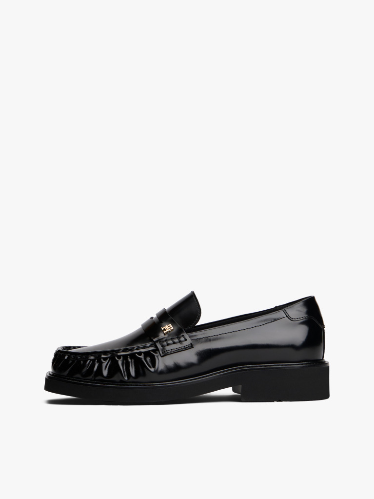 Μαύρο Δερμάτινα Loafers Με Τετράγωνη Μύτη  Γυναίκες