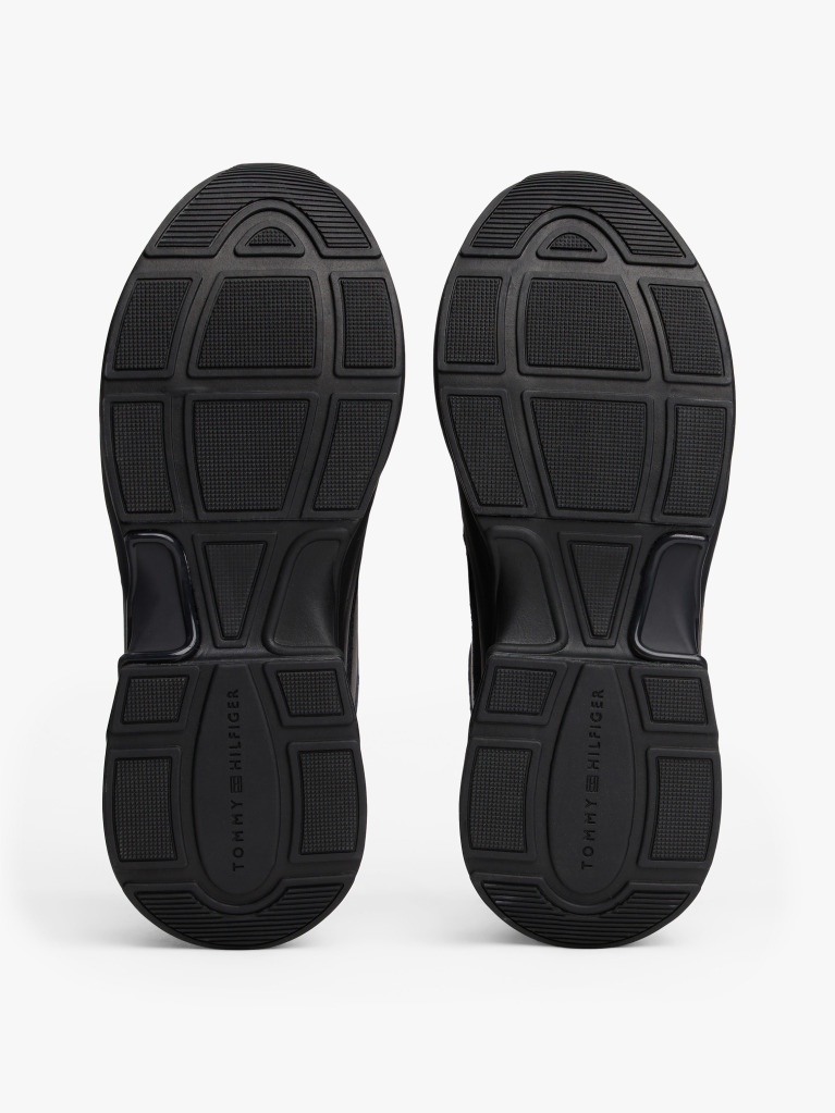 Black Leather Patent Chunky Trainers  Women