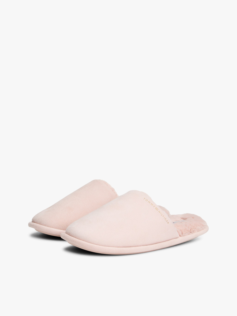 Pink Microsuede Logo Slippers  Women