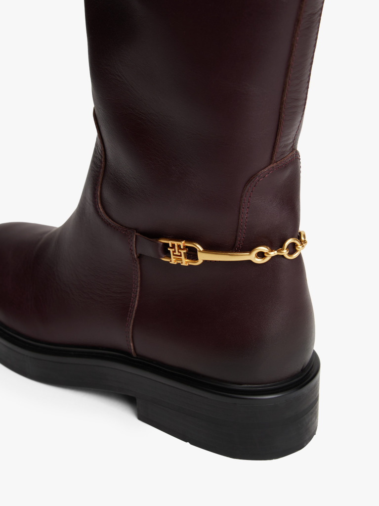 Καφέ Δερμάτινες TH Monogram Horsebit Riding Μπότες  Γυναίκες