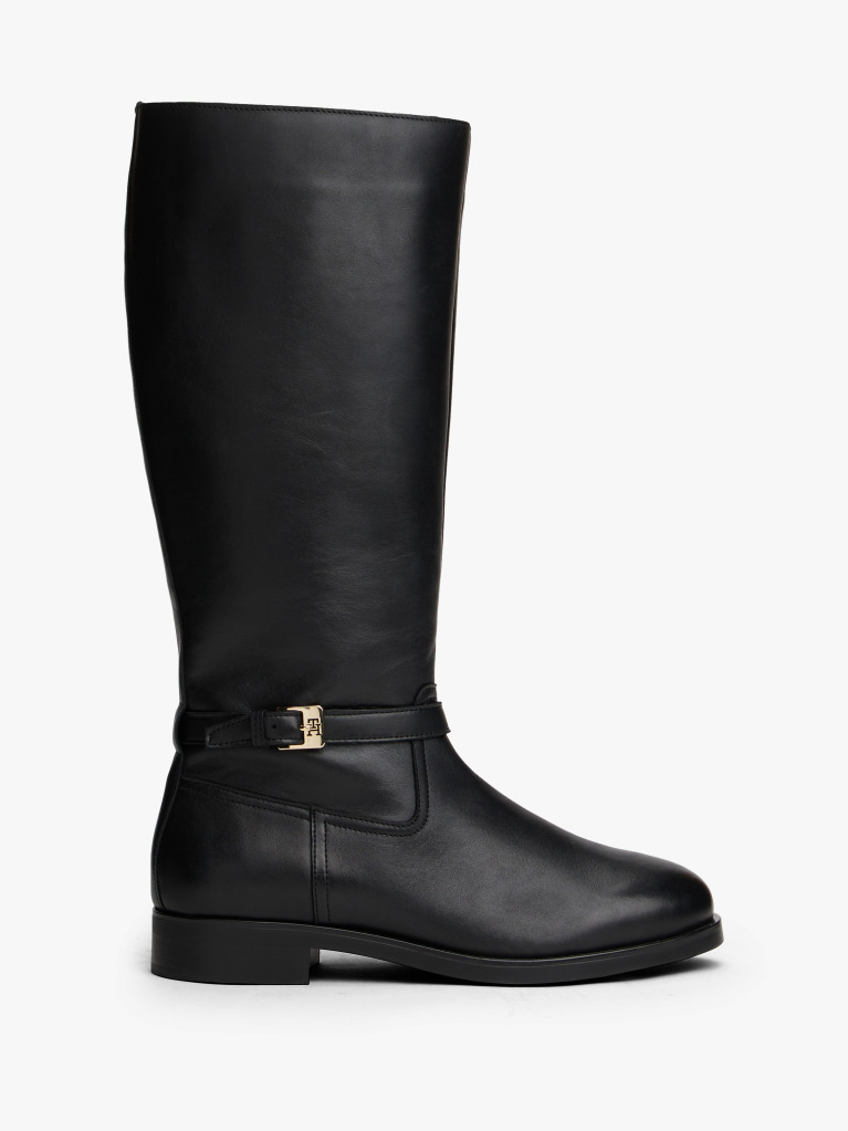 Μαύρο Δερμάτινα TH Monogram Riding Μπότες  Γυναίκες