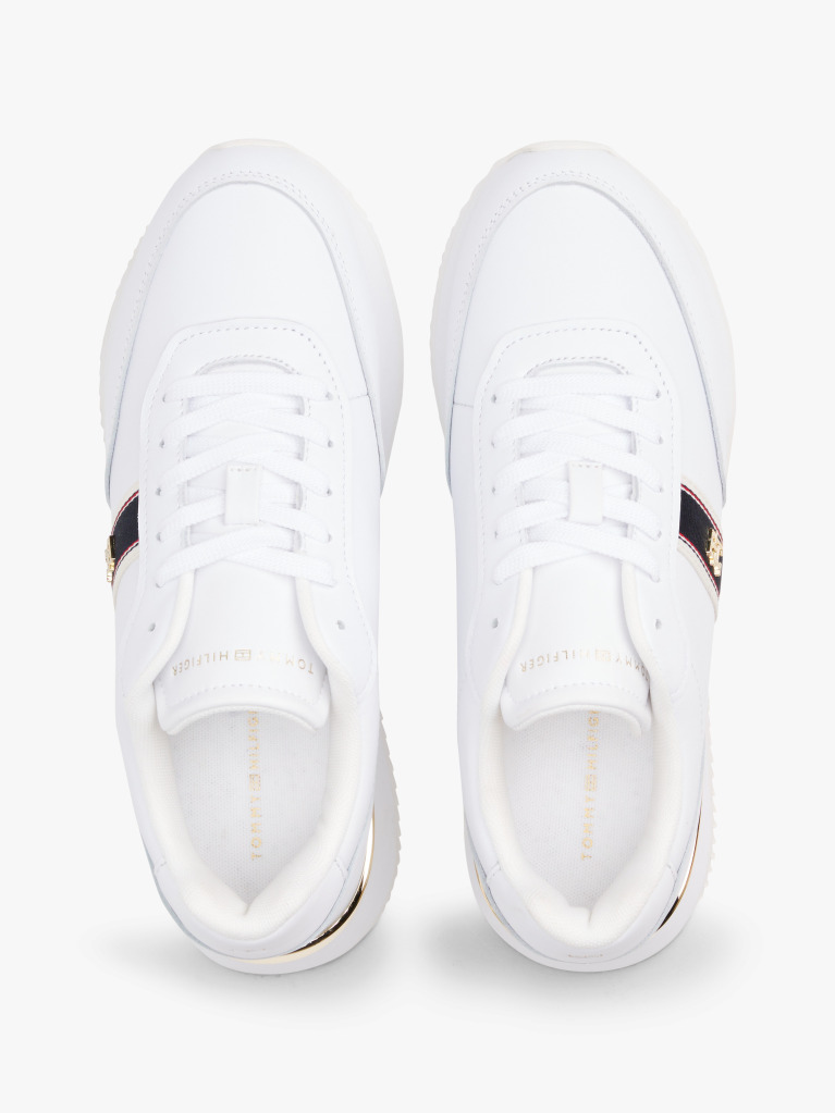 White Leather TH Monogram Plaque Trainers  Women