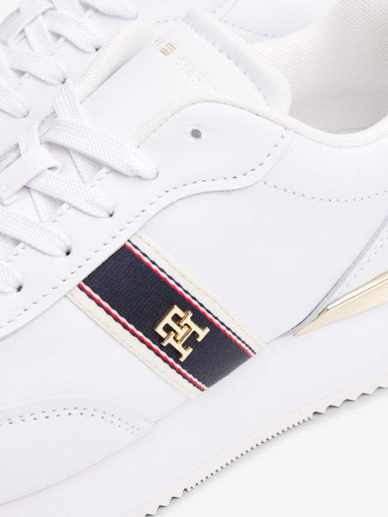White Leather TH Monogram Plaque Trainers  Women