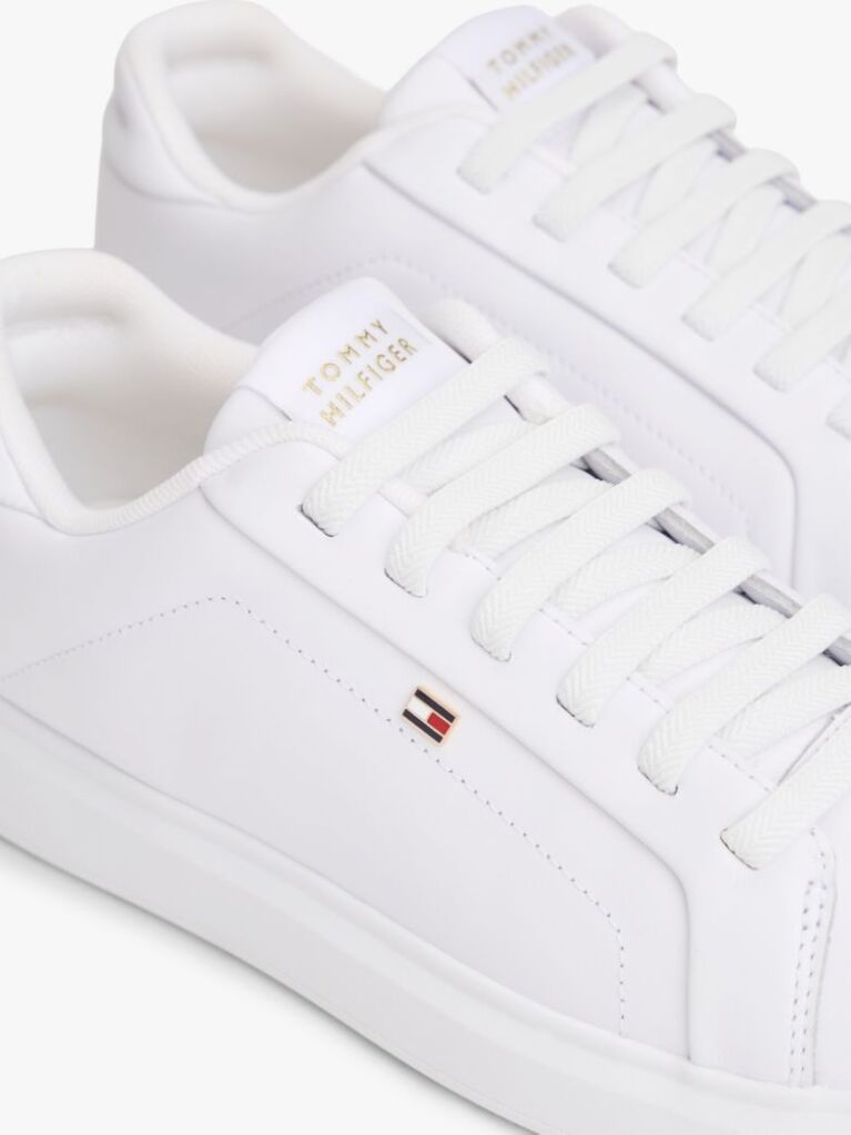 White Lightweight Leather Cupsole Court Trainers  Women