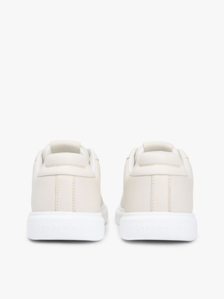 Beige Lightweight Leather Cupsole Court Trainers  Women