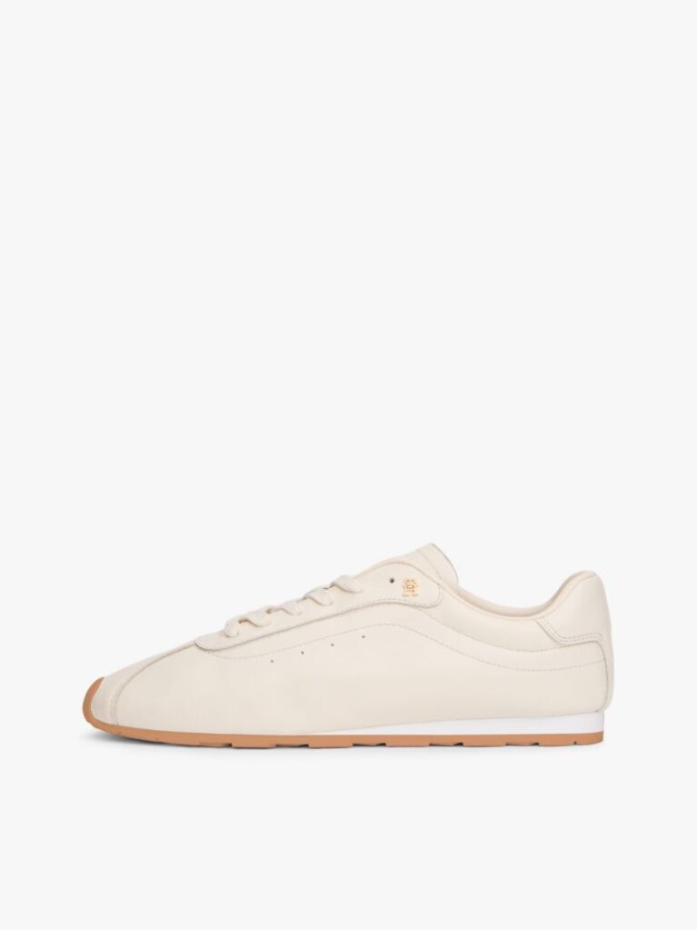Beige TH Monogram Low Profile Leather Trainers  Women
