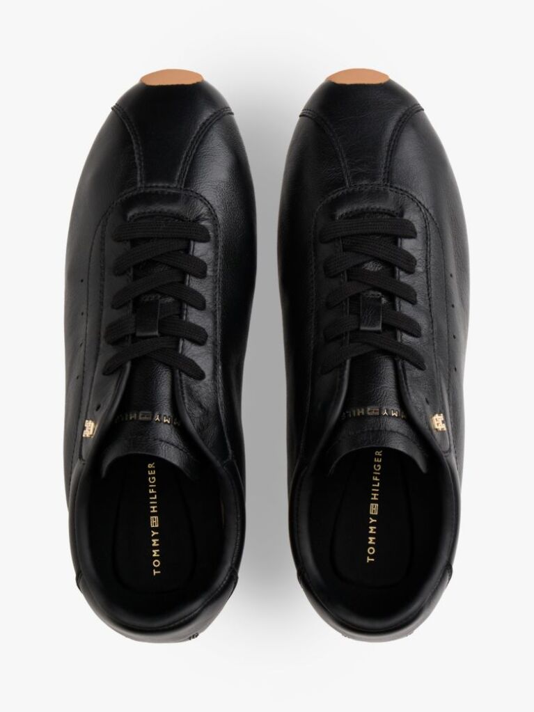 Black TH Monogram Low Profile Leather Trainers  Women