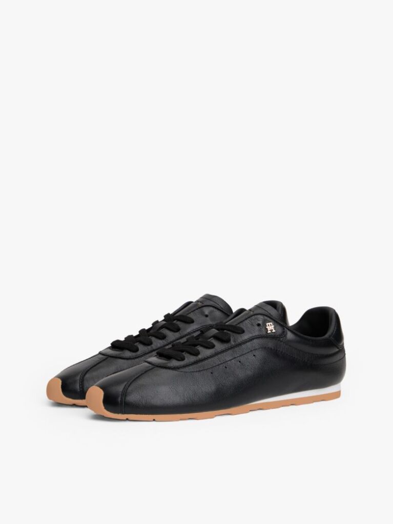 Black TH Monogram Low Profile Leather Trainers  Women