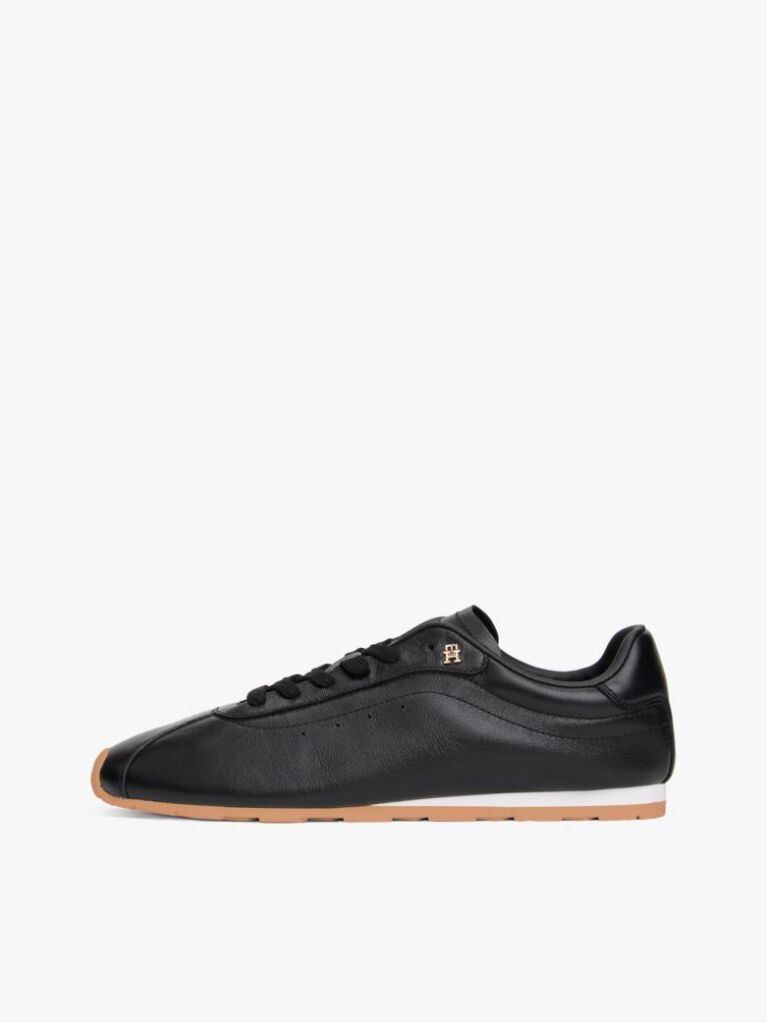 Black TH Monogram Low Profile Leather Trainers  Women