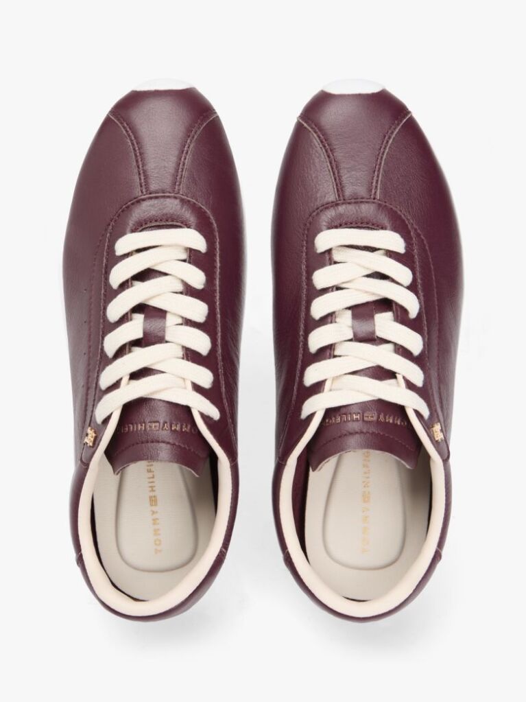 Red TH Monogram Low Profile Leather Trainers  Women