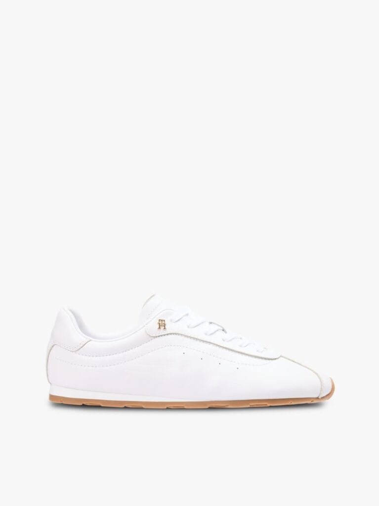 White TH Monogram Low Profile Leather Trainers  Women