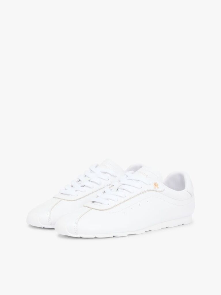 White TH Monogram Low Profile Leather Trainers  Women