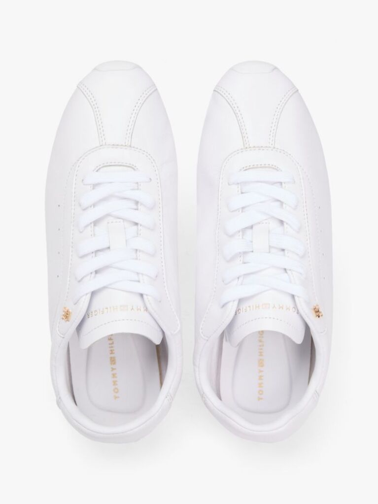 White TH Monogram Low Profile Leather Trainers  Women