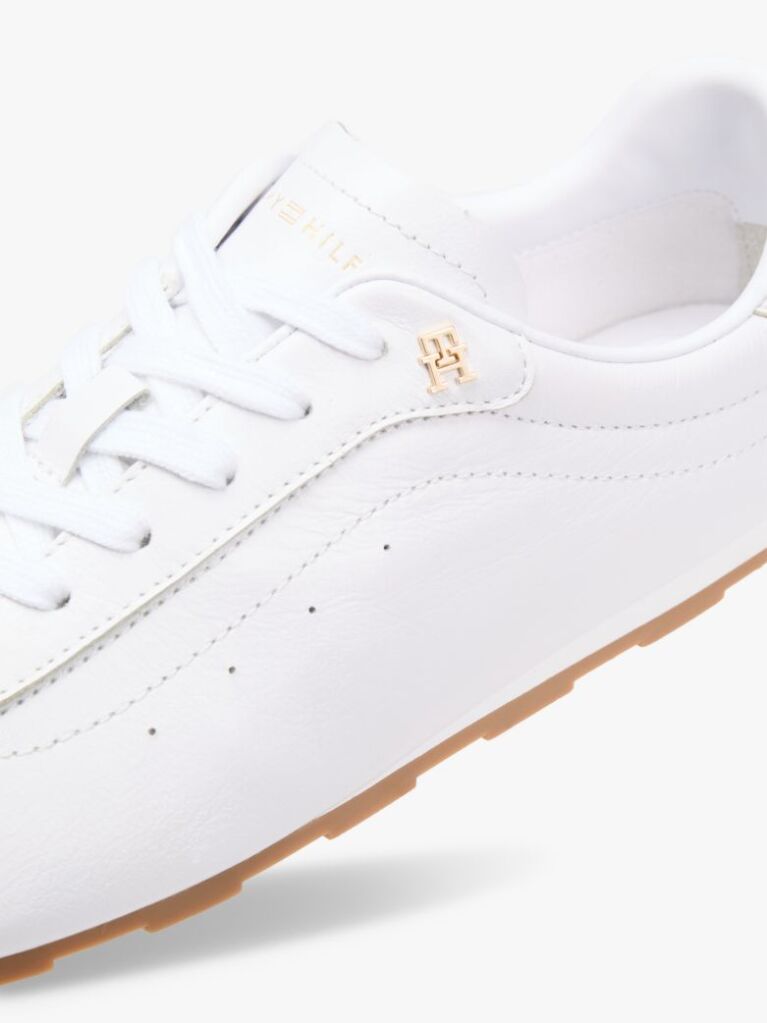 White TH Monogram Low Profile Leather Trainers  Women