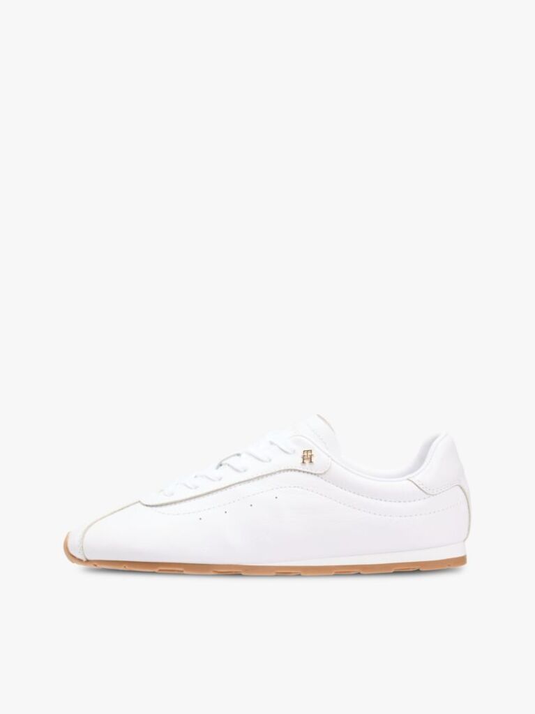 White TH Monogram Low Profile Leather Trainers  Women