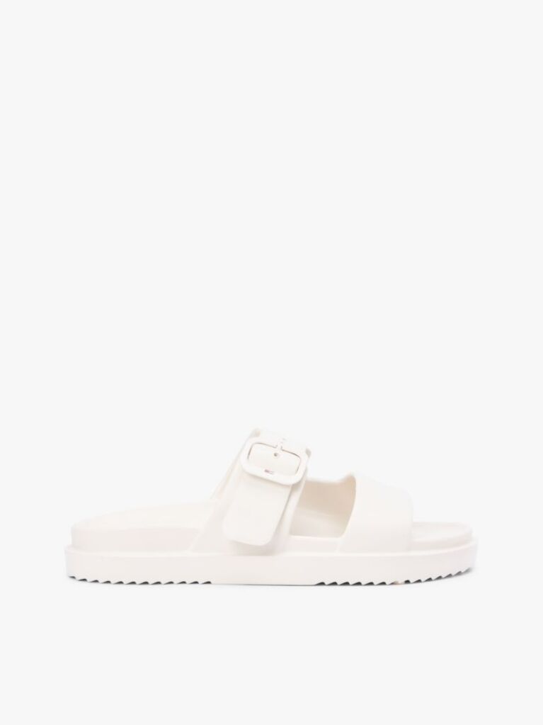 Beige Double Strap Enamel Flag Lightweight Sandals  Women