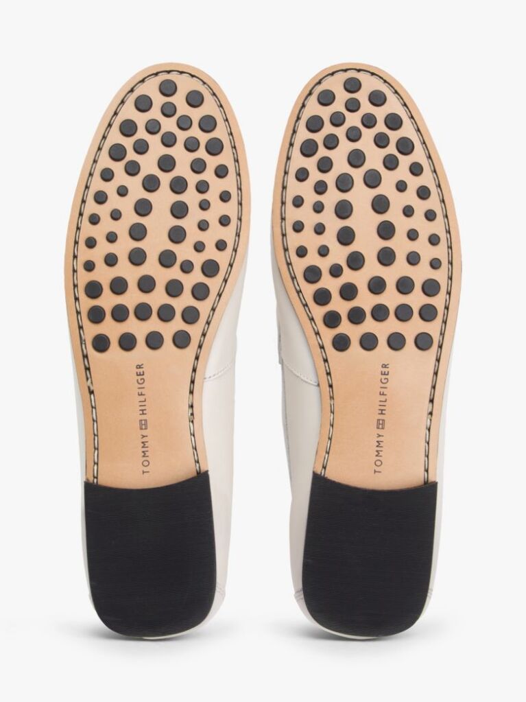 Beige Leather TH Monogram Horsebit Chain Loafers  Women