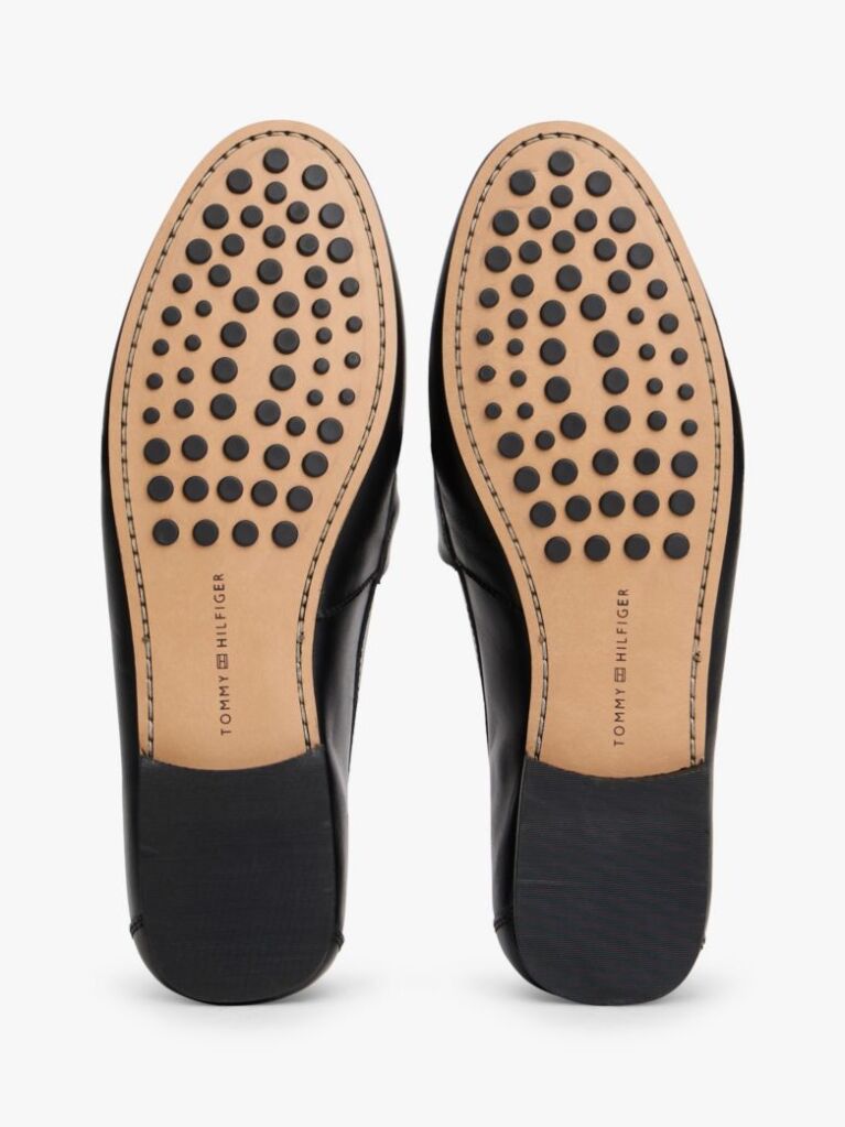 Black Leather TH Monogram Horsebit Chain Loafers  Women